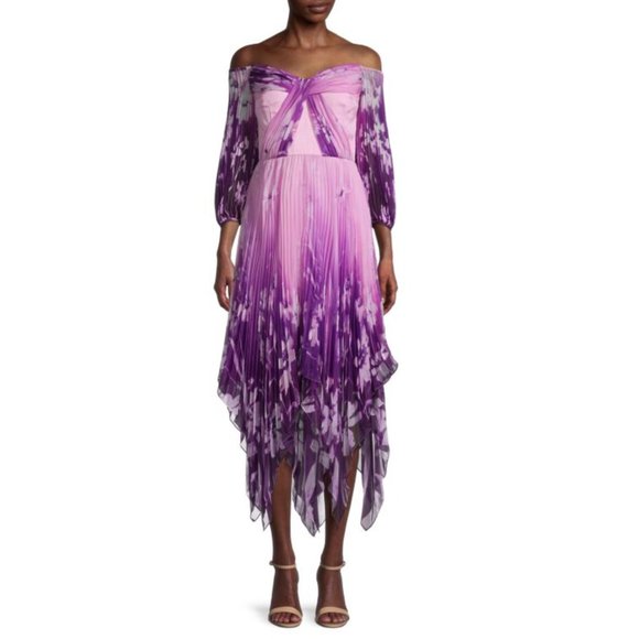 FLOR ET.AL Rossetti $895 Floral-Print Midi strapless sexy Dress 2 - Picture 2 of 13